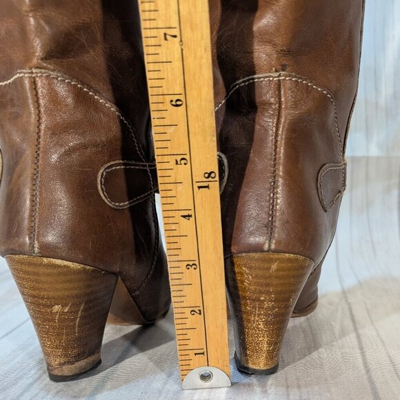 Alaskan Brown Leather Heeled Mid-Calf Boots Women's 7.5 Made in Canada - Picture 5 of 9